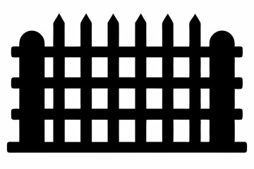 fence black icon vector, Old rustic fence silhouette, wooden fence vector