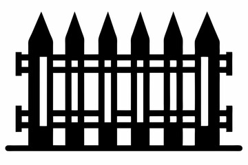 fence black icon vector, Old rustic fence silhouette, wooden fence vector