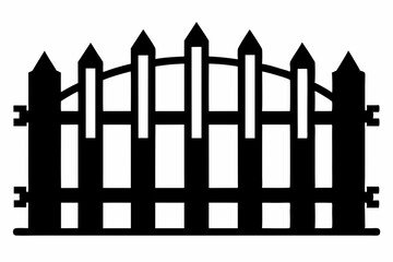 fence black icon vector, Old rustic fence silhouette, wooden fence vector