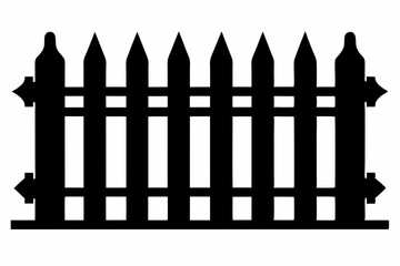 fence black icon vector, Old rustic fence silhouette, wooden fence vector