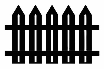 fence black icon vector, Old rustic fence silhouette, wooden fence vector