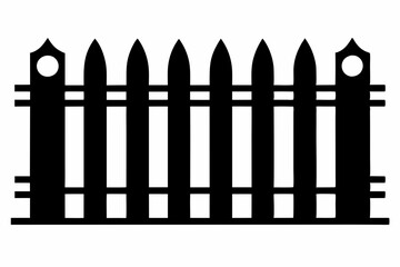 fence black icon vector, Old rustic fence silhouette, wooden fence vector