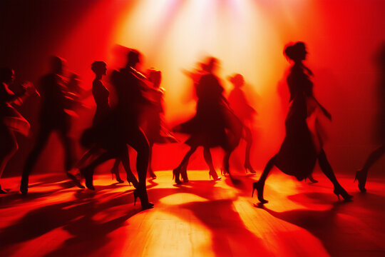 Energetic Salsa Dance Under Red Lights