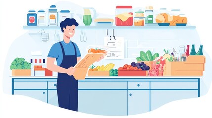 visual of a person making a meal plan to save on grocery bills.