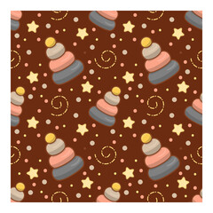 Baby pyramid seamless pattern. Seamless pattern for baby shower, fabric, textile, wrapping paper, cover, banner. Two colors. Vector illustration