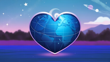 Telemedicine and health concept in flat style. Medical icon with globe on a abstract futuristic background. ai generative.