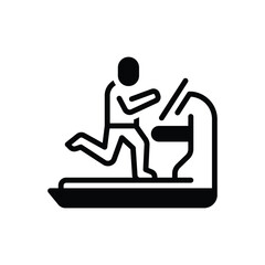 Black solid icon for treadmill