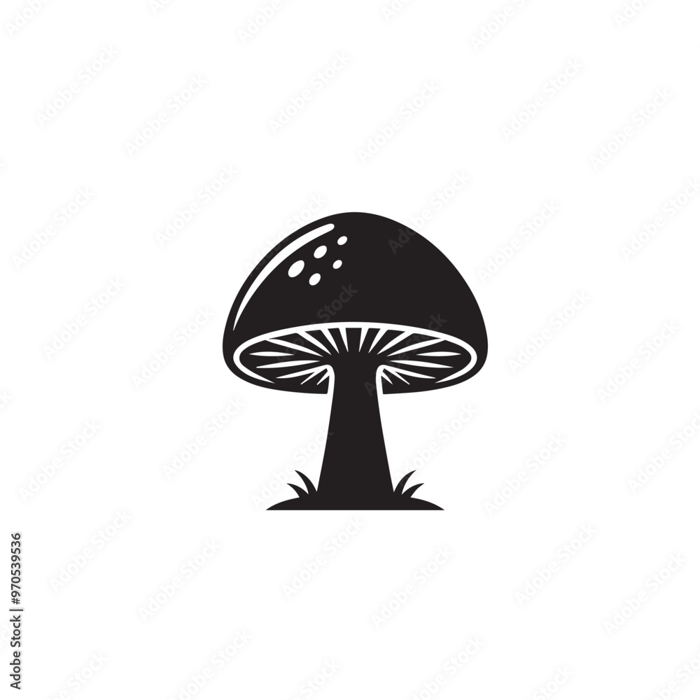 Sticker Mushroom vector design. Mushroom logo, icon design. Mushroom illustration isolated on white background.