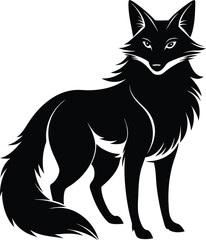 Obraz premium black fox vector illustration silhouette, Print