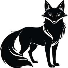 Fototapeta premium black fox vector illustration silhouette, Print