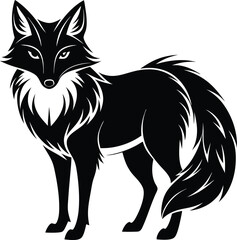 Fototapeta premium black fox vector illustration silhouette, Print