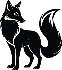 Obraz premium black fox vector illustration silhouette, Print