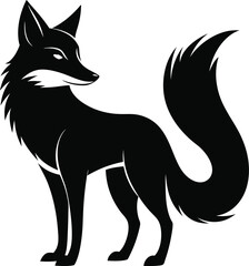 Obraz premium black fox vector illustration silhouette, Print
