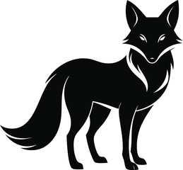 black fox vector illustration silhouette, Print