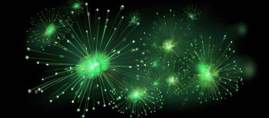 Naklejka premium Abstract Green Fireworks Display on a Black Background