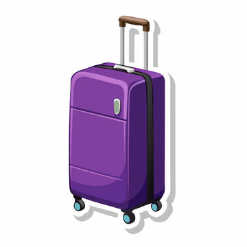 recommend clip art: Travel plastic suitcase with wheel cartoon sticker design (16)