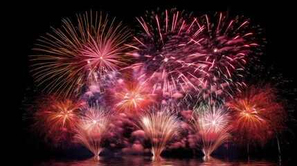 Obraz premium Fireworks Display Over a Calm Body of Water