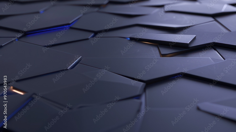Wall mural a close-up view of a textured surface featuring angular, interlocking panels with a sleek, modern de