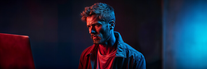 Fototapeta premium Apollo modern god face sad man party