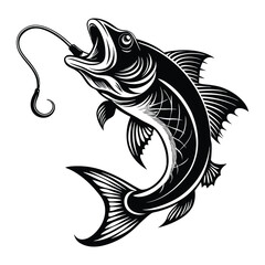 Bass Fishing Logo. Unique largemouth Bass Jumping out of the water. Great to use as your Bass fishing activity