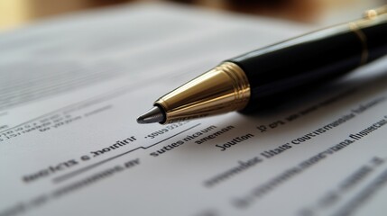 close-up of a financial contract with detailed terms and conditions.