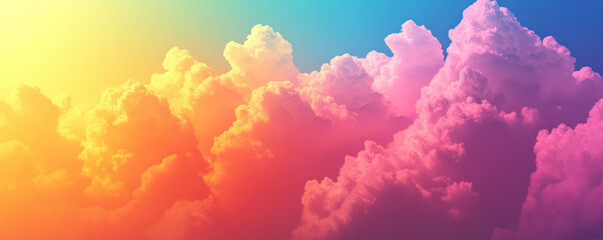 A colorful sky with clouds of different colors. The sky is filled with clouds of different colors, creating a vibrant and lively atmosphere