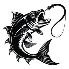 Bass Fishing Logo. Unique largemouth Bass Jumping out of the water. Great to use as your Bass fishing activity