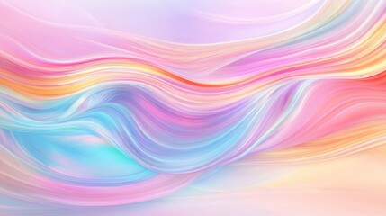 Obraz premium Beautiful swirling rainbow color waves flowing elegantly across a soft pastel backdrop, creating a dynamic visual effect
