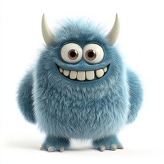 Obraz premium Cute colored furry monster 3D cartoon character. 