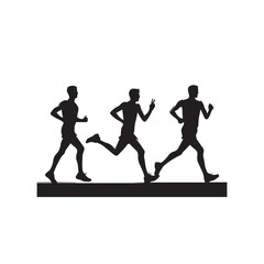 Running man silhouette. Physical exercise man silhouette vector. Running man vector design black and white.