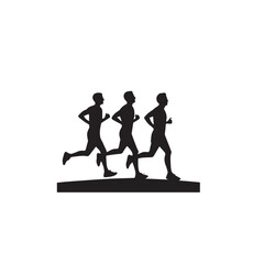 Obraz premium Running man silhouette. Physical exercise man silhouette vector. Running man vector design black and white.