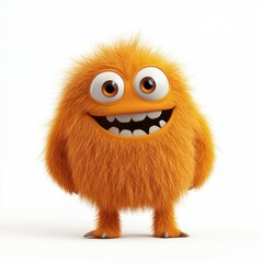 Obraz premium Cute colored furry monster 3D cartoon character. 