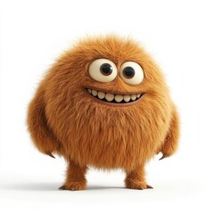 Fototapeta premium Cute colored furry monster 3D cartoon character. 