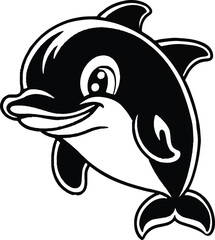 dolphin vector black and white
