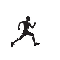 Fototapeta premium Running man silhouette. Physical exercise man silhouette vector. Running man vector design black and white.