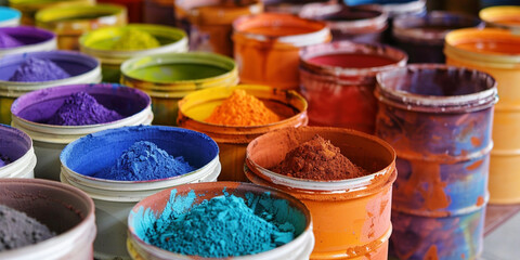 Vibrant Open Paint Cans in Assorted Colors for Artistic Projects