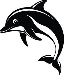 Obraz premium black dolphin vector illustration silhouette, Print