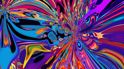 Colorful abstract psychedelic and fluid background for music video