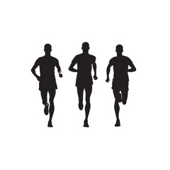 Obraz premium Running man silhouette. Physical exercise man silhouette vector. Running man vector design black and white.