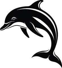 Obraz premium black dolphin vector illustration silhouette, Print