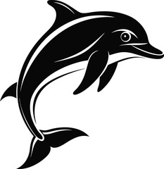 black dolphin vector illustration silhouette, Print