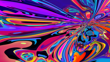 Colorful abstract psychedelic and fluid background for music video