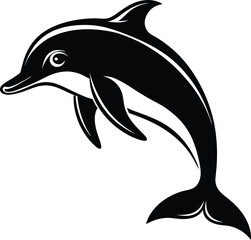Obraz premium black dolphin vector illustration silhouette, Print