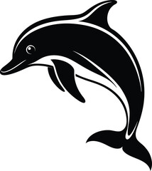 Fototapeta premium black dolphin vector illustration silhouette, Print