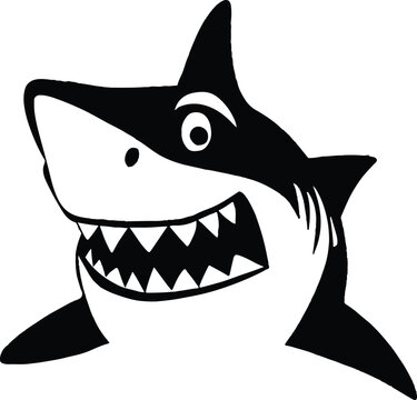 black and white shark smiling clip art preview