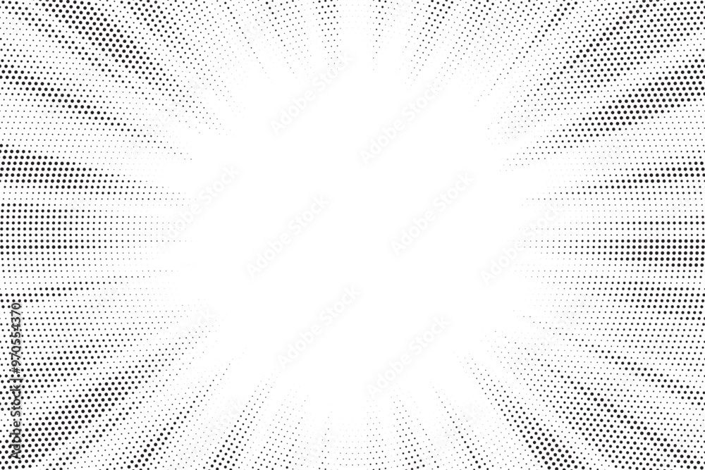 Leinwandbilder halftone gradient sun rays pattern. abstract halftone vector dots background. monochrome dots patter