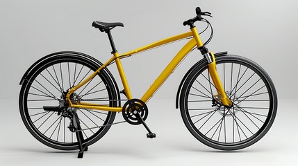 Fototapeta premium Yellow Bicycle on White Background