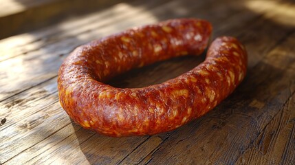 Smoked Sausage on Wood.
