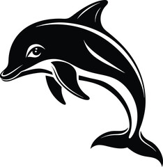 Obraz premium black dolphin vector illustration silhouette, Print