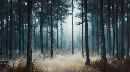 Obraz premium pine forest with a gentle breeze rustling the needles.